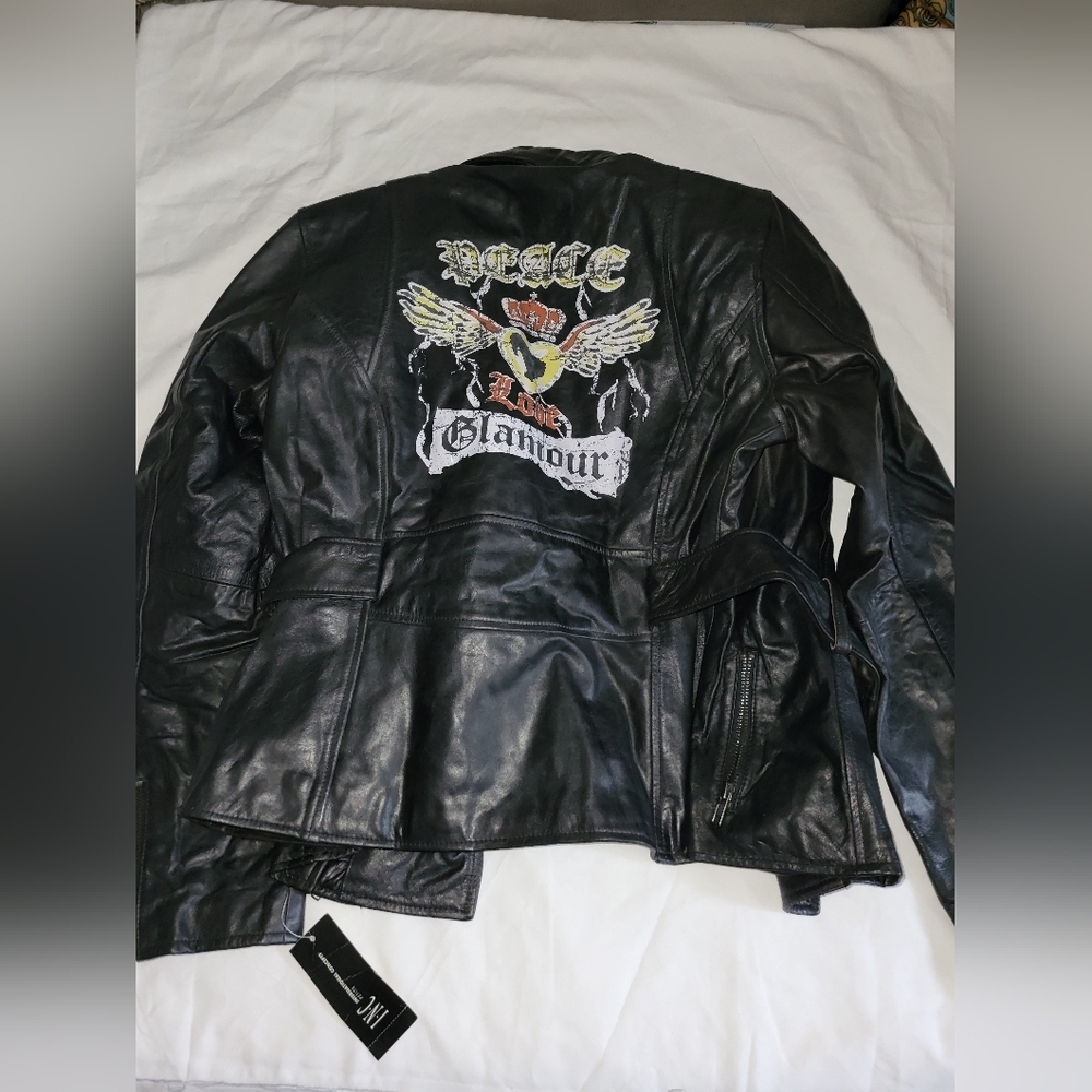 INC International Concepts Black Leather Jacket - Picture 2 of 3